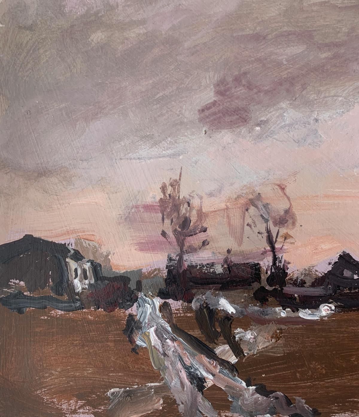 Magdalena Spasowiczuntitled. Oil On Cardboard, Figurative, Landscape, Polish Art2000 photo for sale