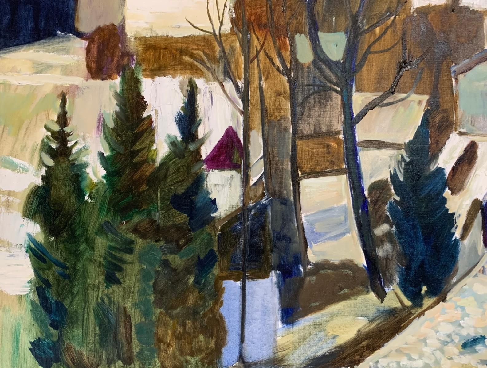Marek Niedojadłogrey Landscape. Oil Landscape Painting, Geometric, Figurative, Polish Artist2025 photo furniture