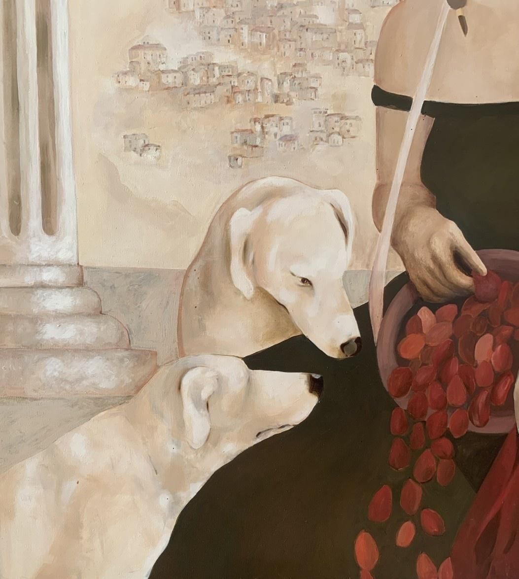 Gocha Stankiewiczwhite Dogs. Contemporary Figurative Oil On Canvas Painting, Polish Artist2003 photo Art
