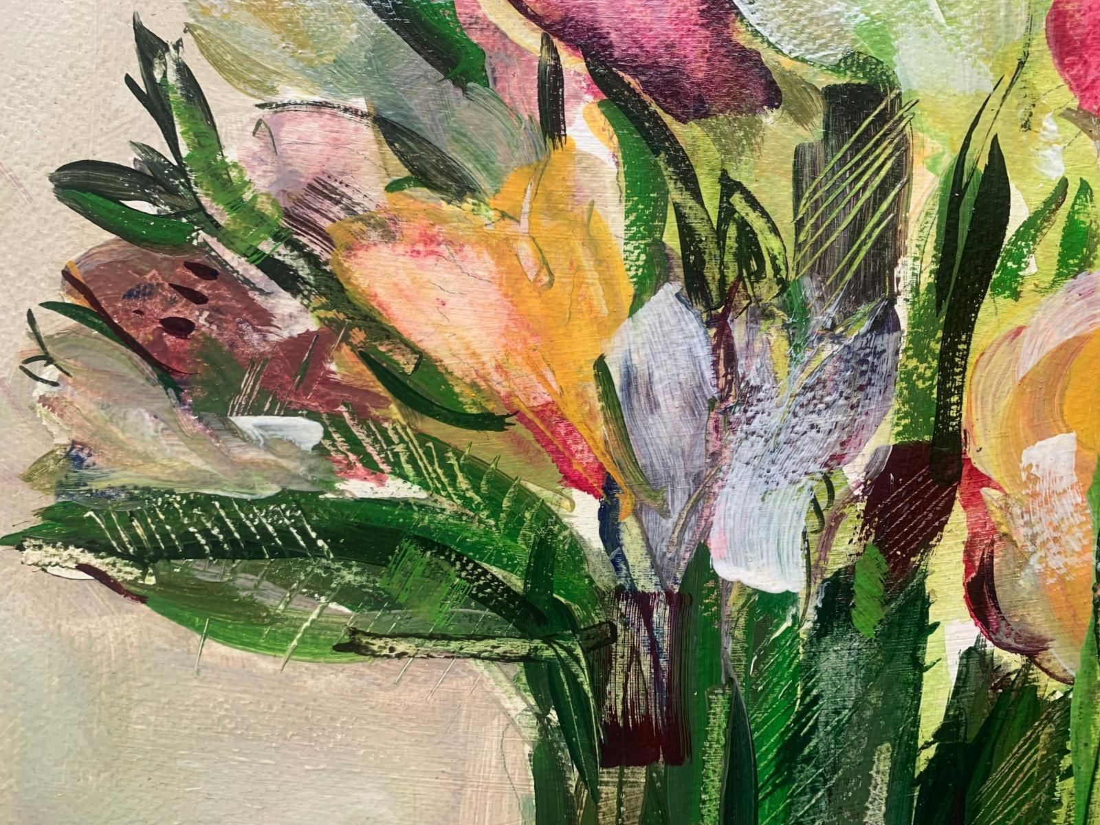 Bożena Lesiaktulips. Gouache Painting, Abstract, Figurative, Flowers, Polish Art2024 photo for sale