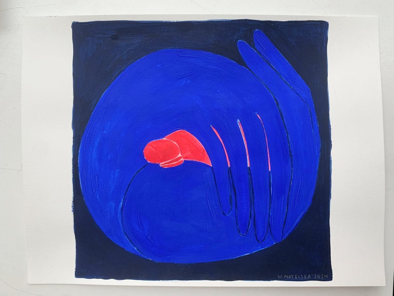 Waleria Matelskain Morpheus' Arms Figurative Painting On Paper, Young Art, Vibrant, European Art2024 photo furniture