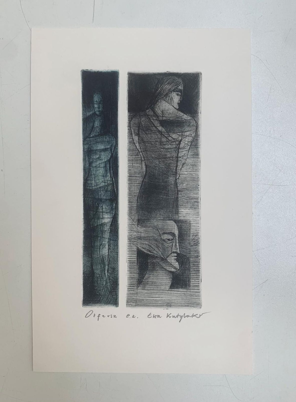Ewa Kutylakorpheus. Drypoint Print, Black & White, Blue, Polish Artist2004 photo furniture