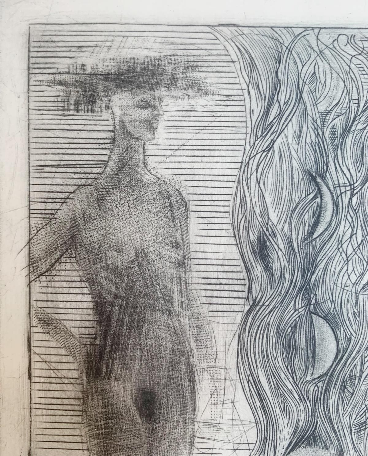 Ewa Kutylaka River. Drypoint Print, Limited Edition, Black And White, Polish Artist2012 photo for sale