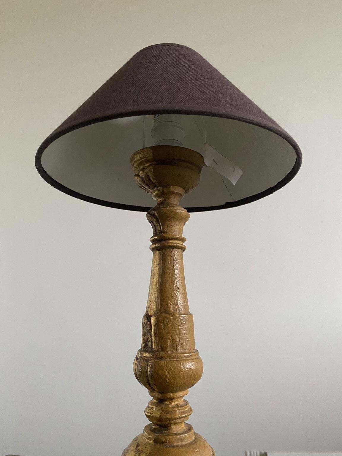 729.0 Italy Late 19th Century Pair Baroque Gilded Wooden Table Lamps photo