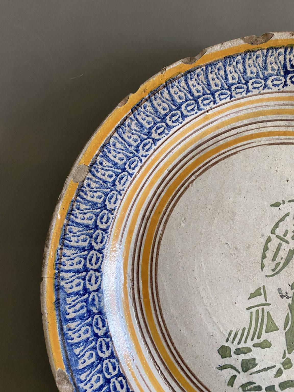 Plat de présentation en céramique, Toscane, Italie, fin du XVIIIe siècle photo vintage