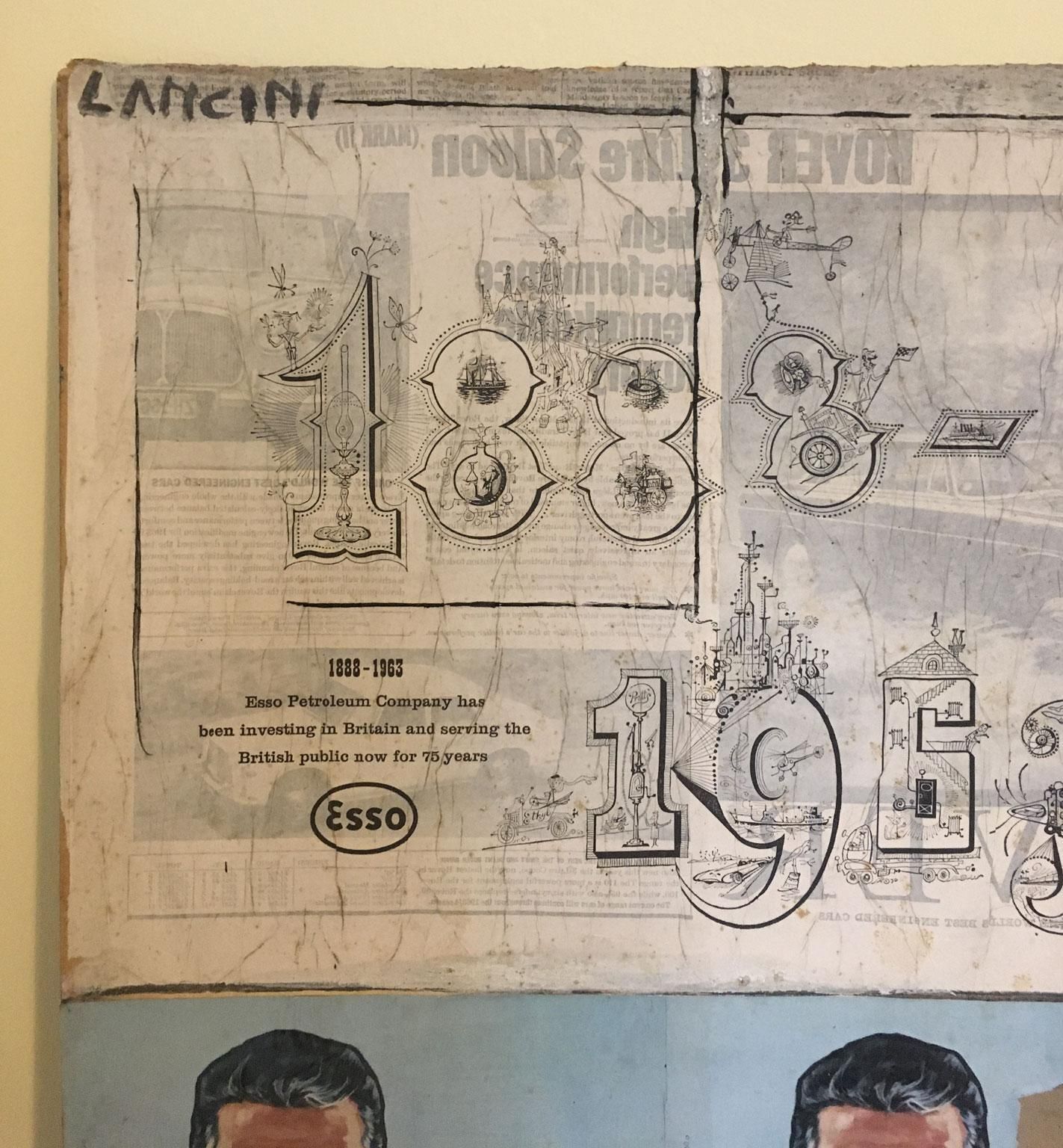 1960 Abstract Painting And Paper Collage By Ermete Lancini photo 2402.0