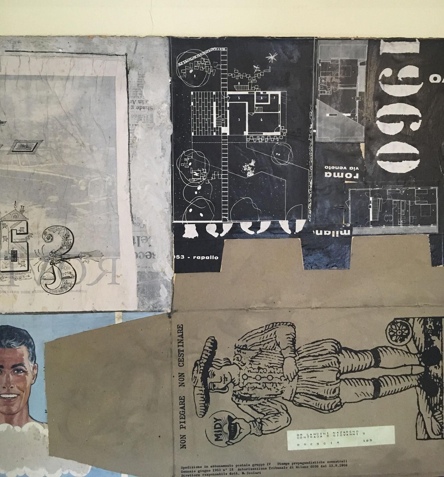 2402.0 1960 Abstract Painting And Paper Collage By Ermete Lancini photo