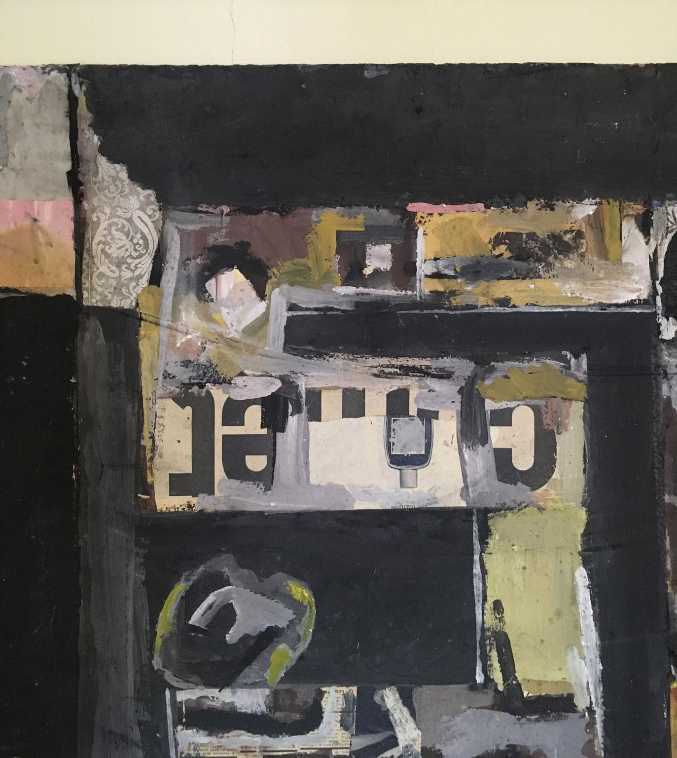 1962 Italy Abstract Painting And Paper Collage By Ermete Lancini photo vintage