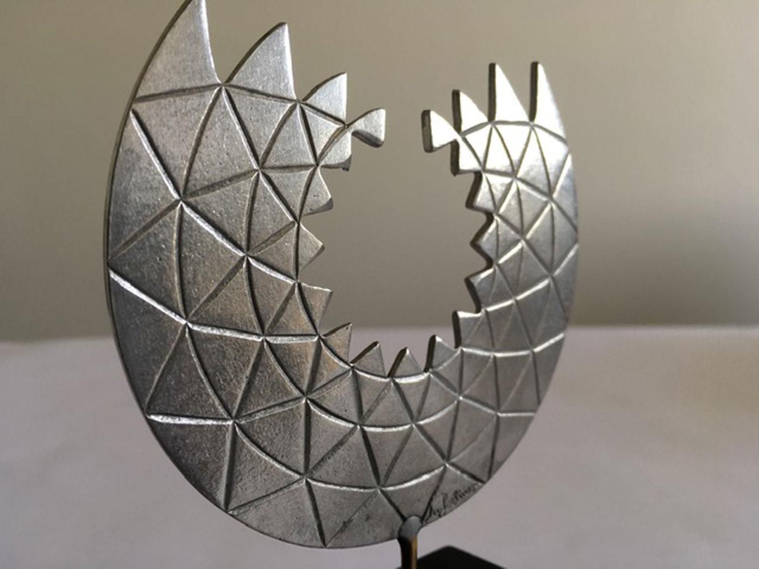 photo buy 1986 Italy Post Modern Mirella Forlivesi Abstract Pewter Sculpture