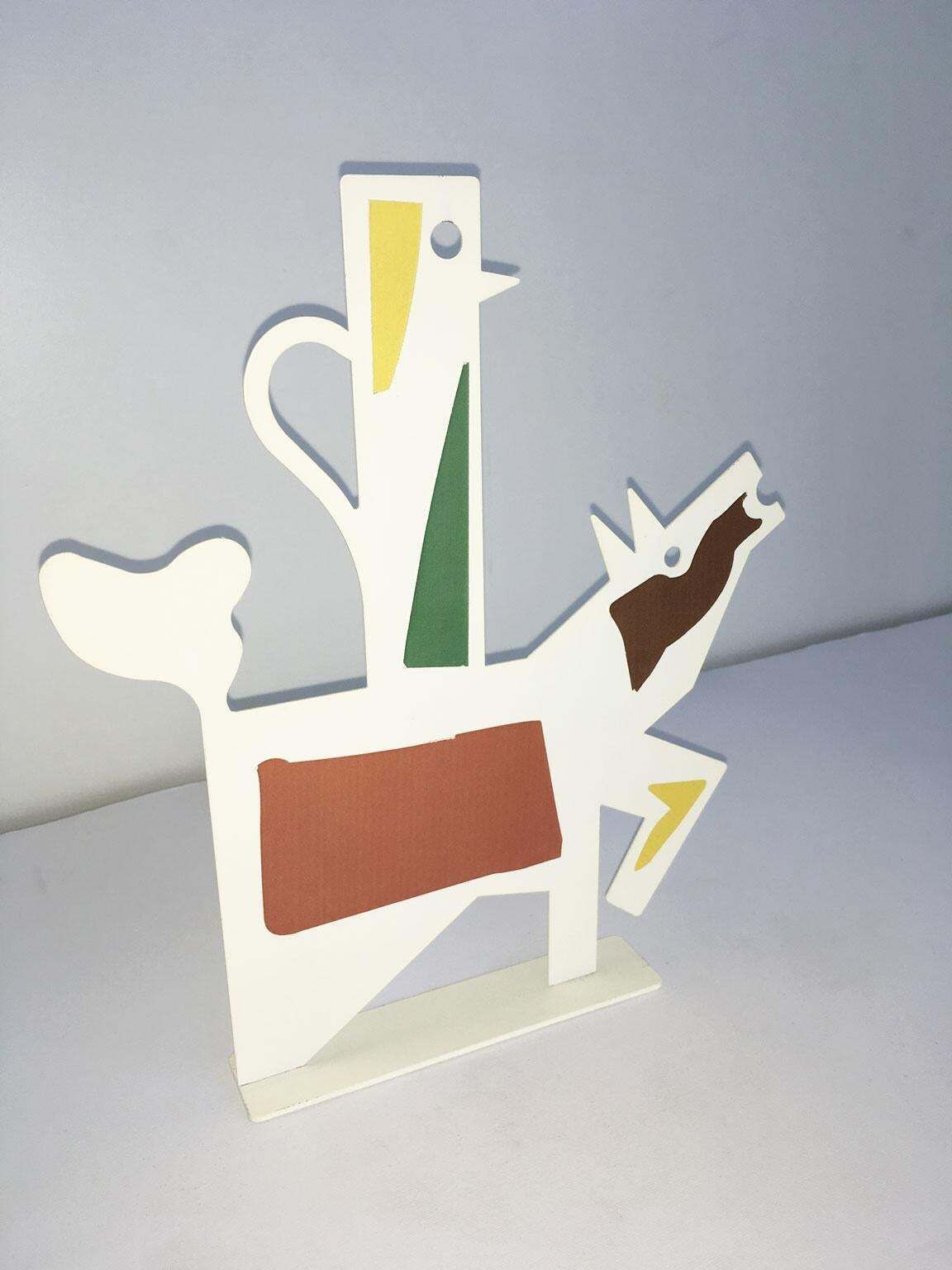 Italy 1980 Riccardo Dalisi White Painted Metal Sculpture Muccacaffè photo Art