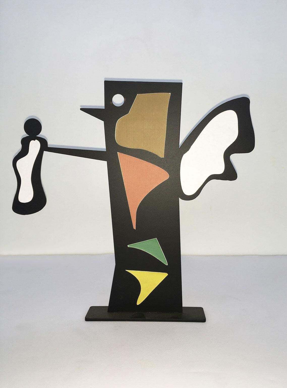 Italy 1980 Riccardo Dalisi Black Metal Painted Sculpture Caffellatte photo furniture