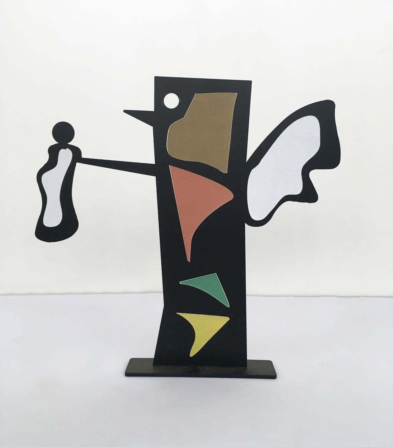 Italy 1980 Riccardo Dalisi Black Metal Painted Sculpture Caffellatte photo for sale