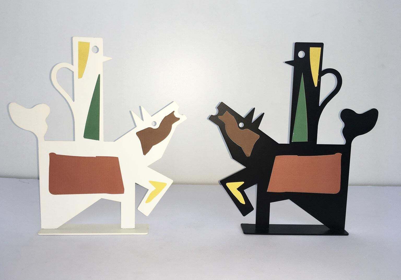 photo furniture Italy 1980 Riccardo Dalisi White Painted Metal Sculpture Muccacaffè