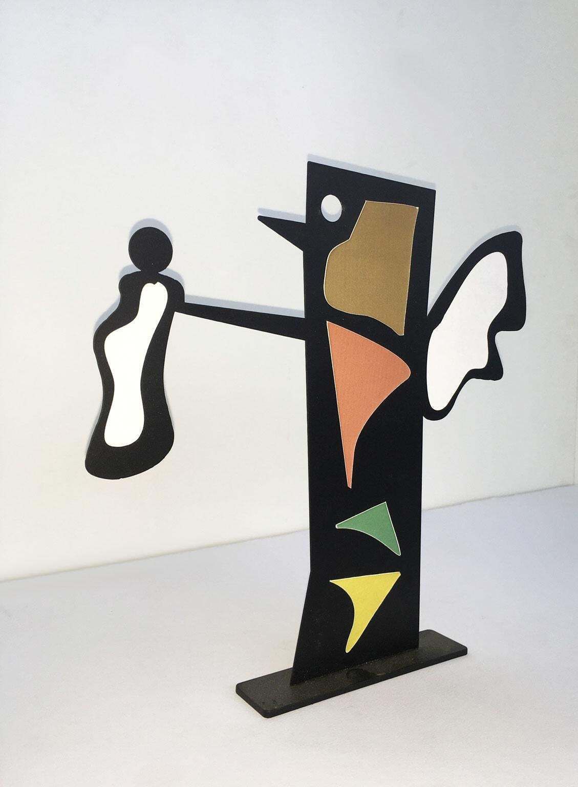 Italy 1980 Riccardo Dalisi Black Metal Painted Sculpture Caffellatte photo 393.0