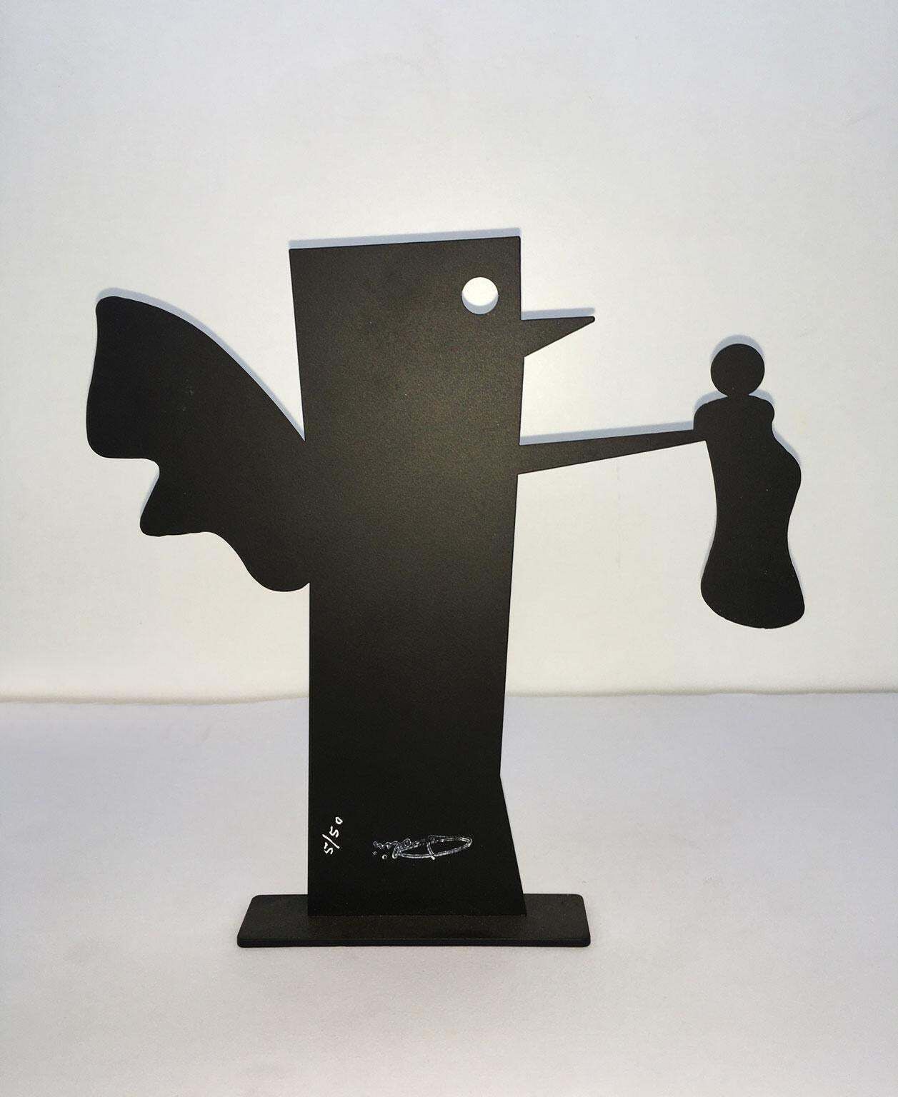photo for sale Italy 1980 Riccardo Dalisi Black Metal Painted Sculpture Caffellatte