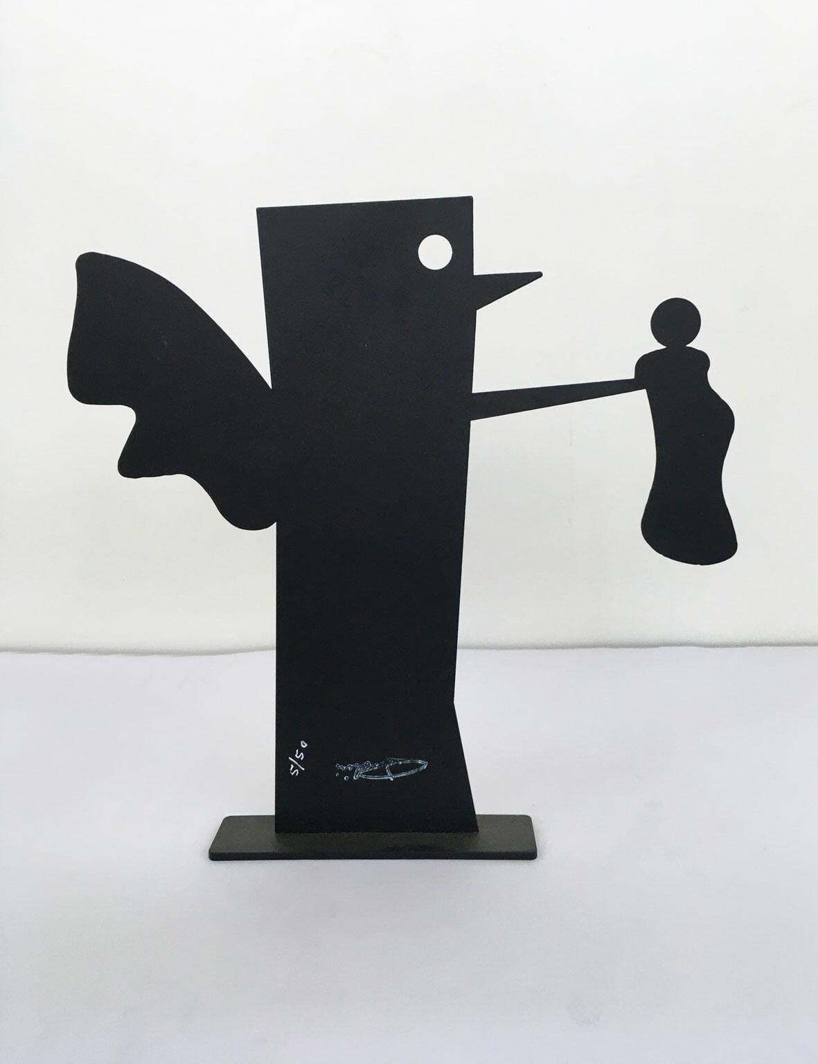 Art Italy 1980 Riccardo Dalisi Black Metal Painted Sculpture Caffellatte photo