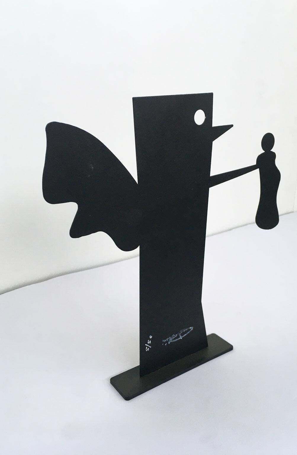 393.0 Italy 1980 Riccardo Dalisi Black Metal Painted Sculpture Caffellatte photo