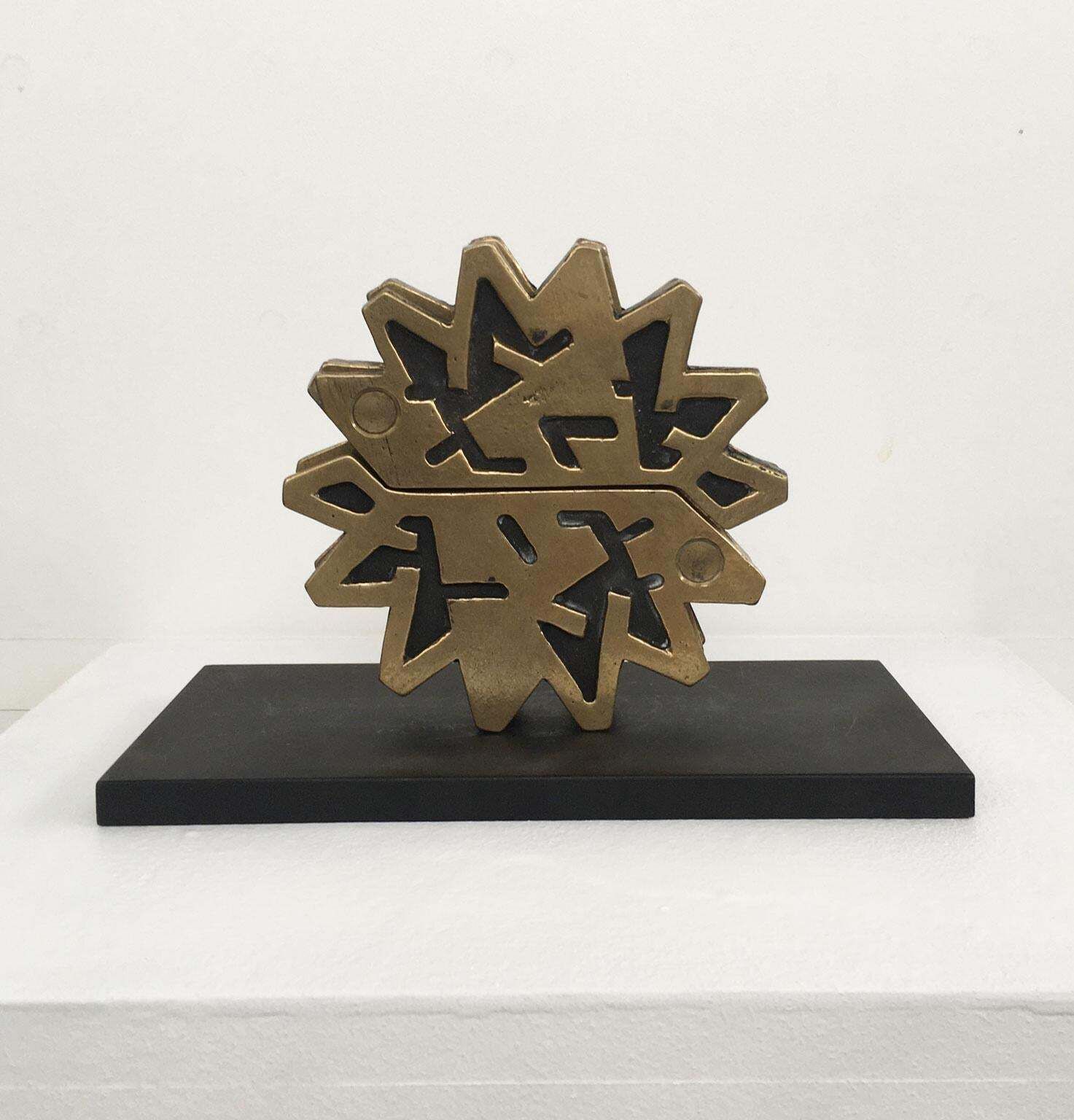 1980 Italy Bronze Abstract Sculpture Bruno Chersicla Ruota Wheel photo furniture