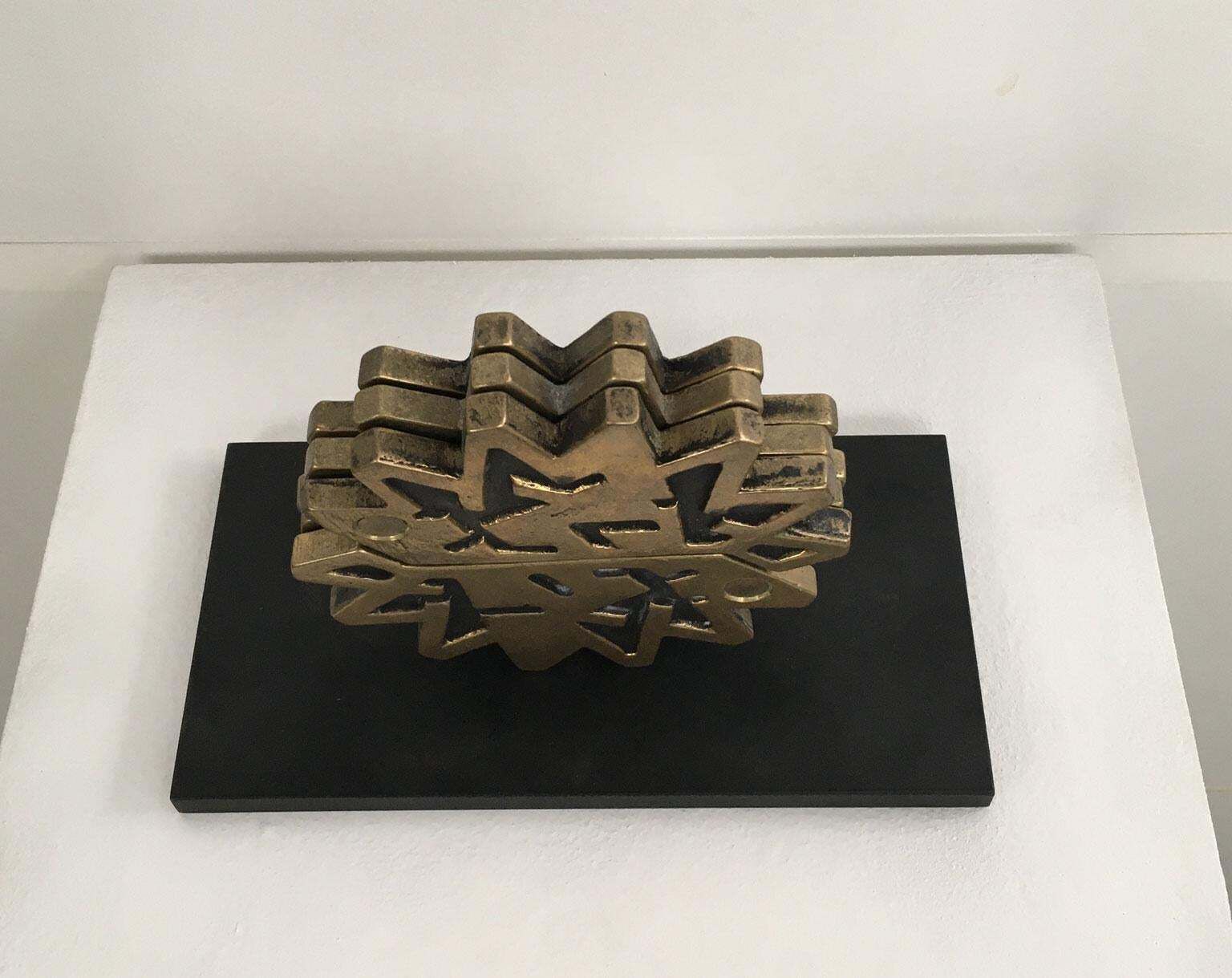 1980 Italy Bronze Abstract Sculpture Bruno Chersicla Ruota Wheel photo vinterior
