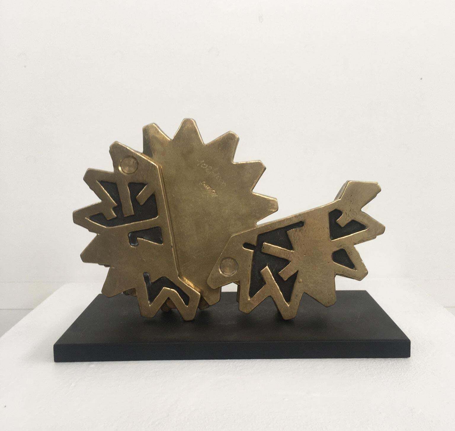 1980 Italy Bronze Abstract Sculpture Bruno Chersicla Ruota Wheel photo vintage