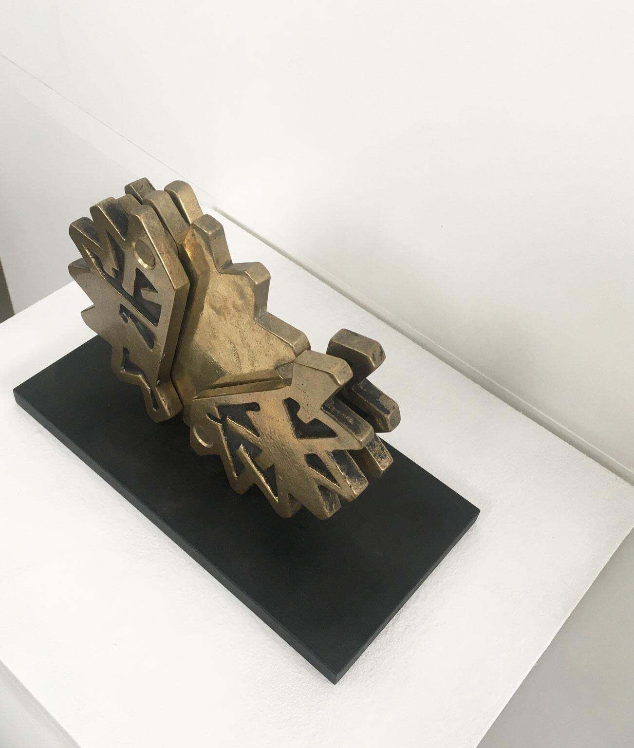 926.0 1980 Italy Bronze Abstract Sculpture Bruno Chersicla Ruota Wheel photo