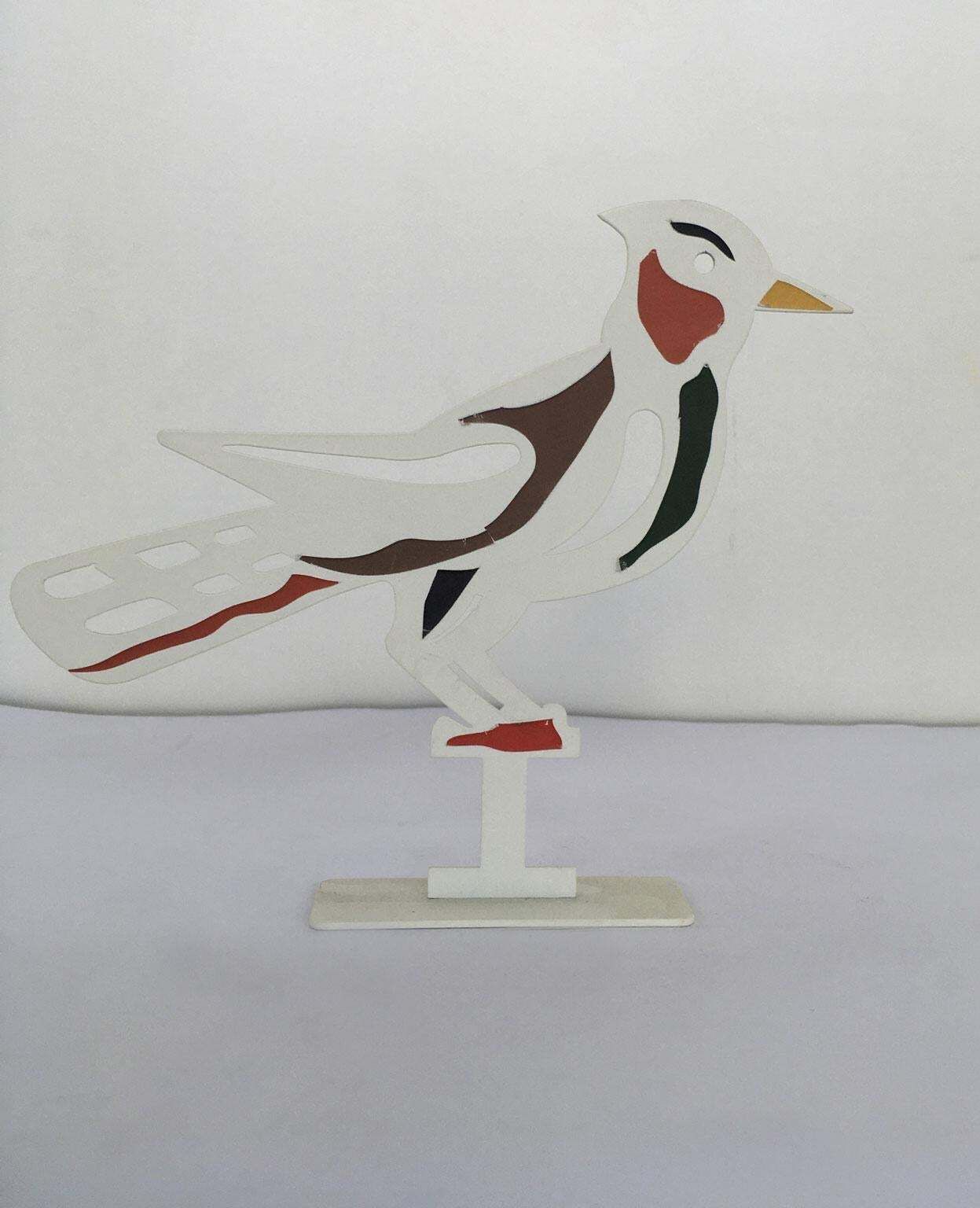 Italy 1980 Bruno Chersicla White Painted  Metal Sculpture Upupa photo furniture