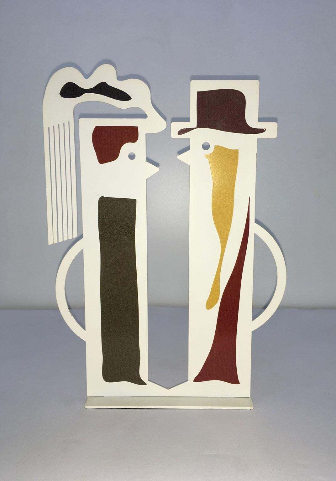 Italy 1980 Riccardo Dalisi  White Painted Metal Amanti photo Art