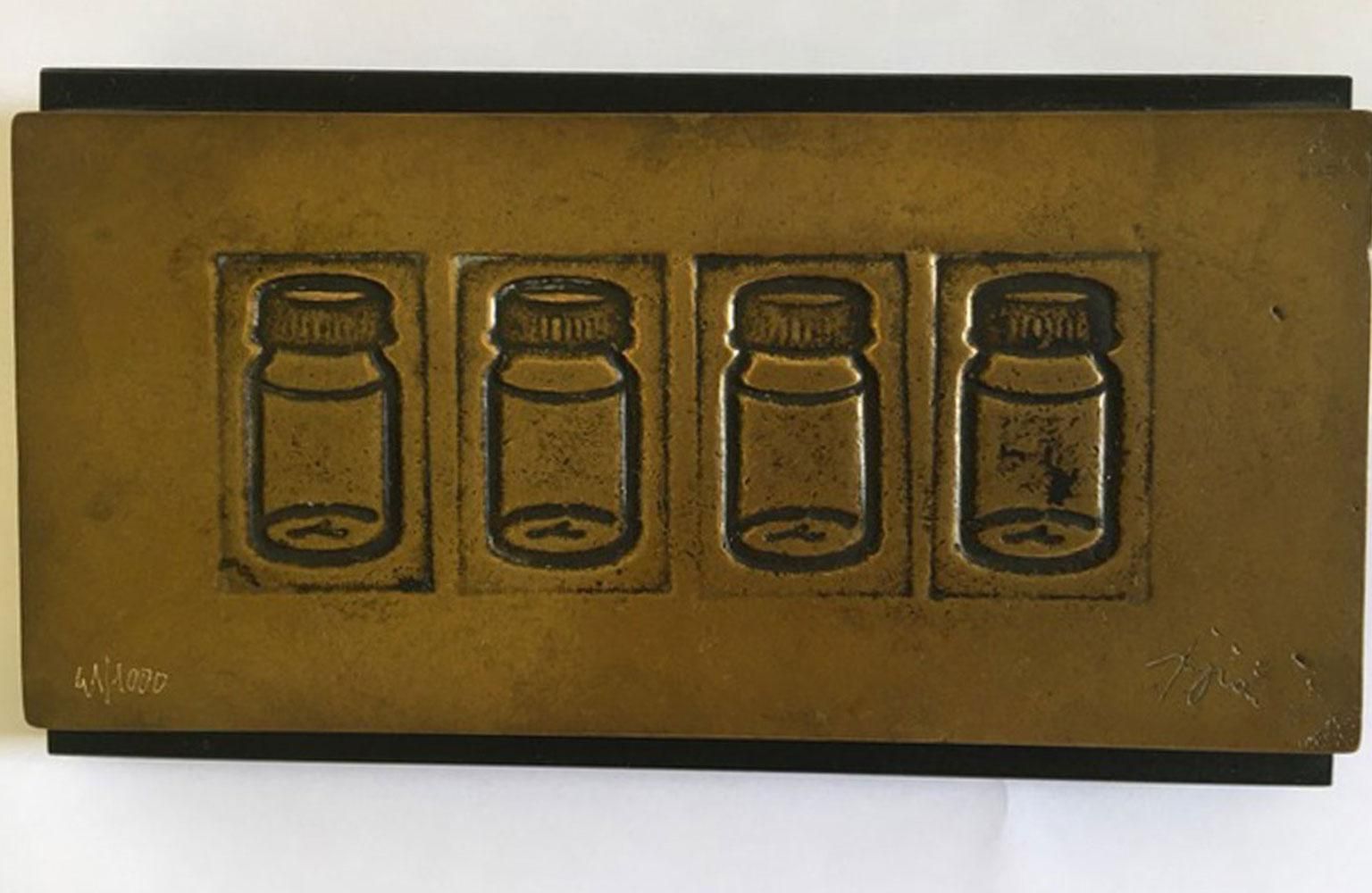 Italy 1980 Late 20th Century Pop Art Multiple Bronze Bottles photo furniture