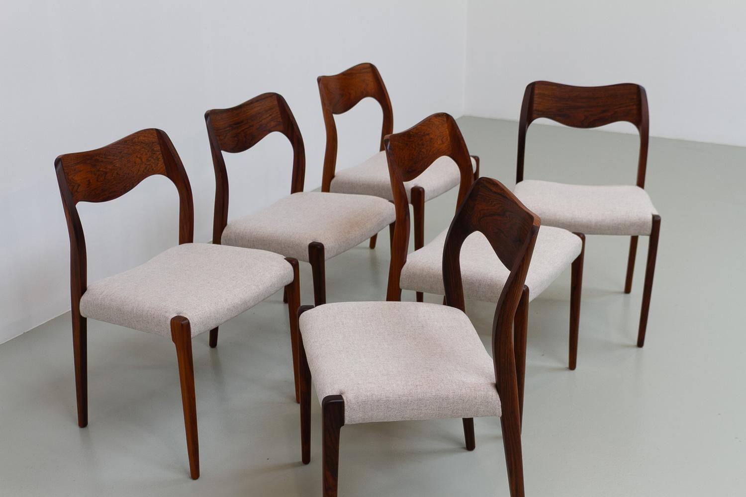Danish Rosewood Chairs Model 71 By Niels O. Møller, 1970s. Set Of 6. photo for sale