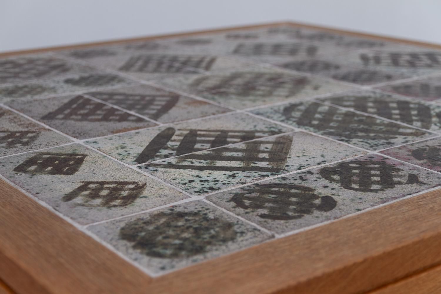 Danish Oak And Tile Coffee Table By Tue Poulsen, 1960s. photo vintage
