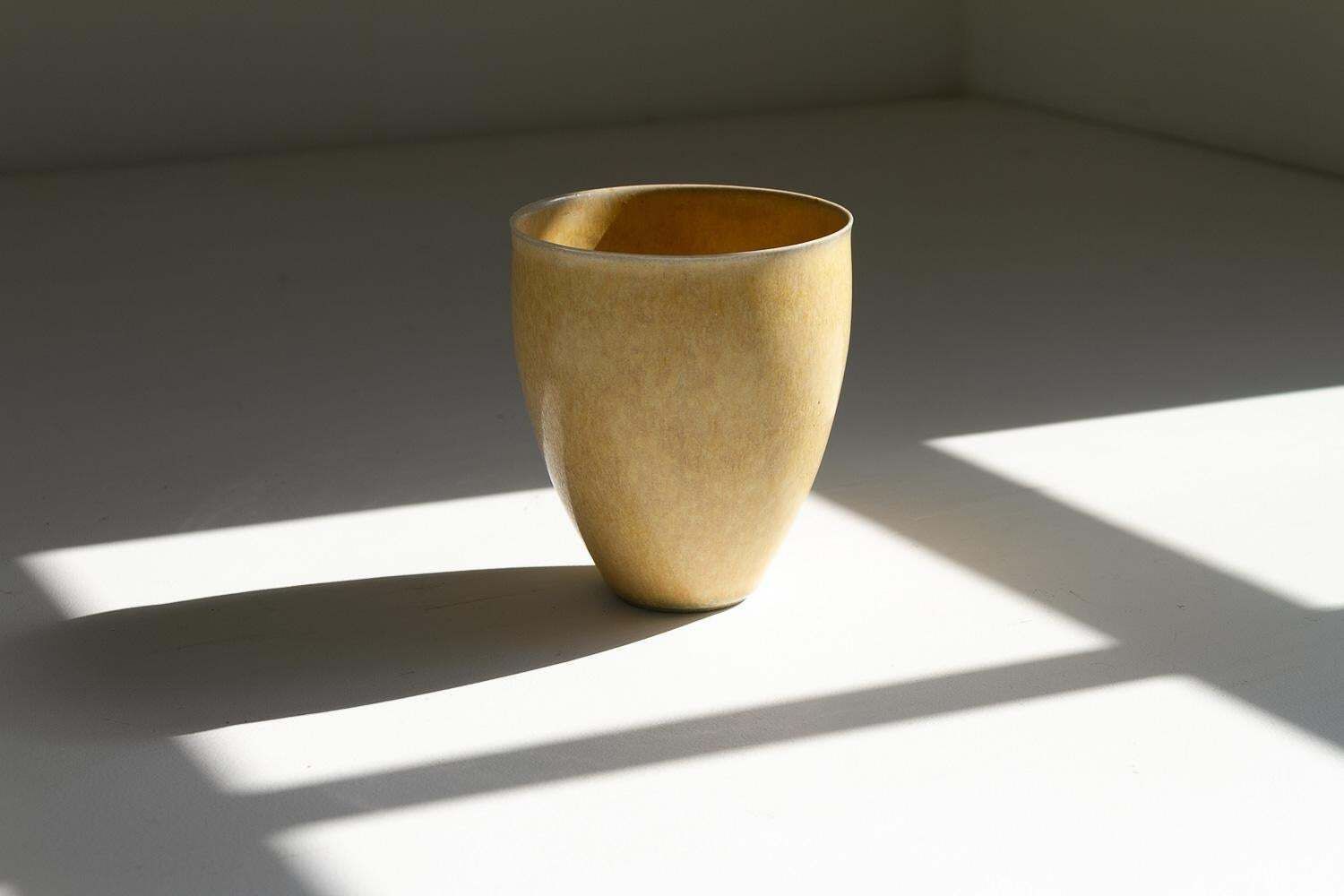 photo furniture Danish Mid Century Yellow Stoneware Vase By Saxbo, 1960s.