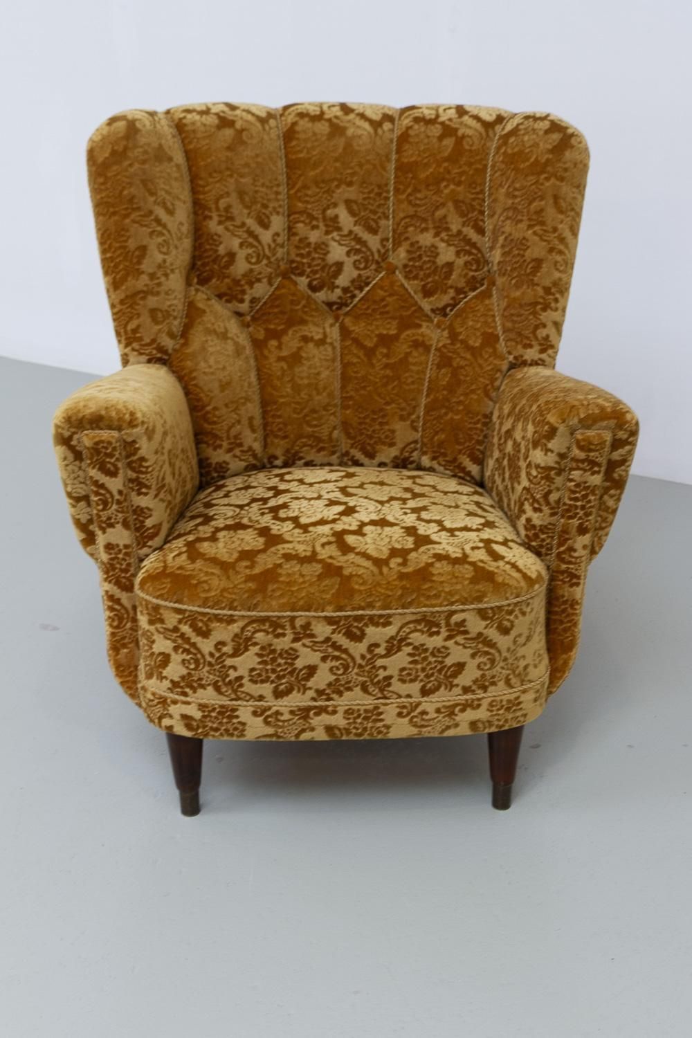 Danish Art Deco Lounge Chair In Golden Yellow Velvet, 1940s. photo Furniture