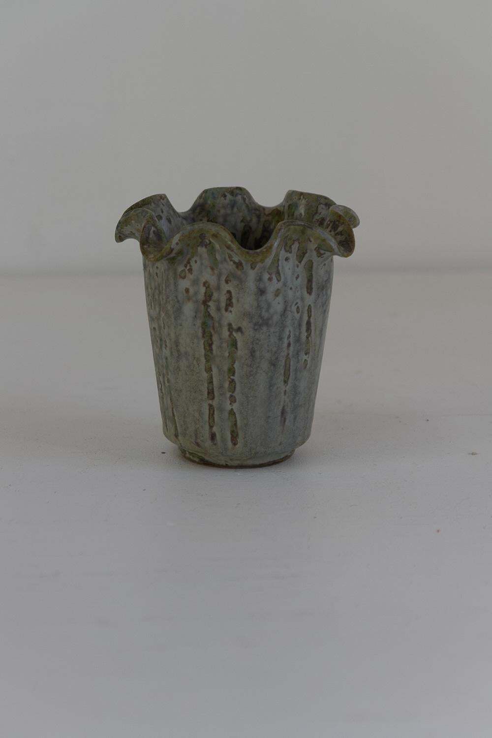 photo vinterior Arne Bang Stoneware Vase With Blue And Green Glaze, Denmark 1940s.