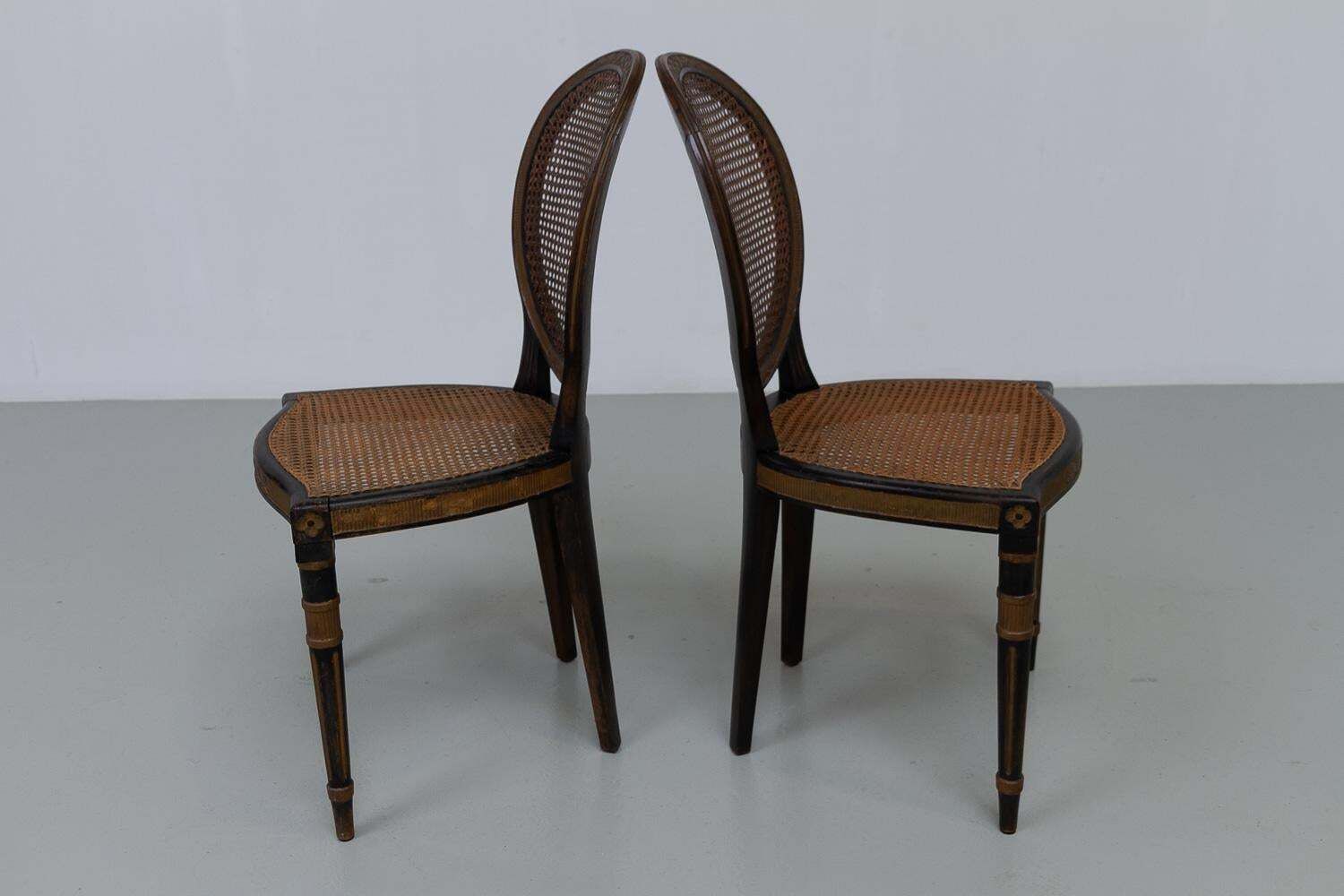 French Louis XVI Style Cane Side Chairs, 1880s. Set Of 2. photo 1029.0