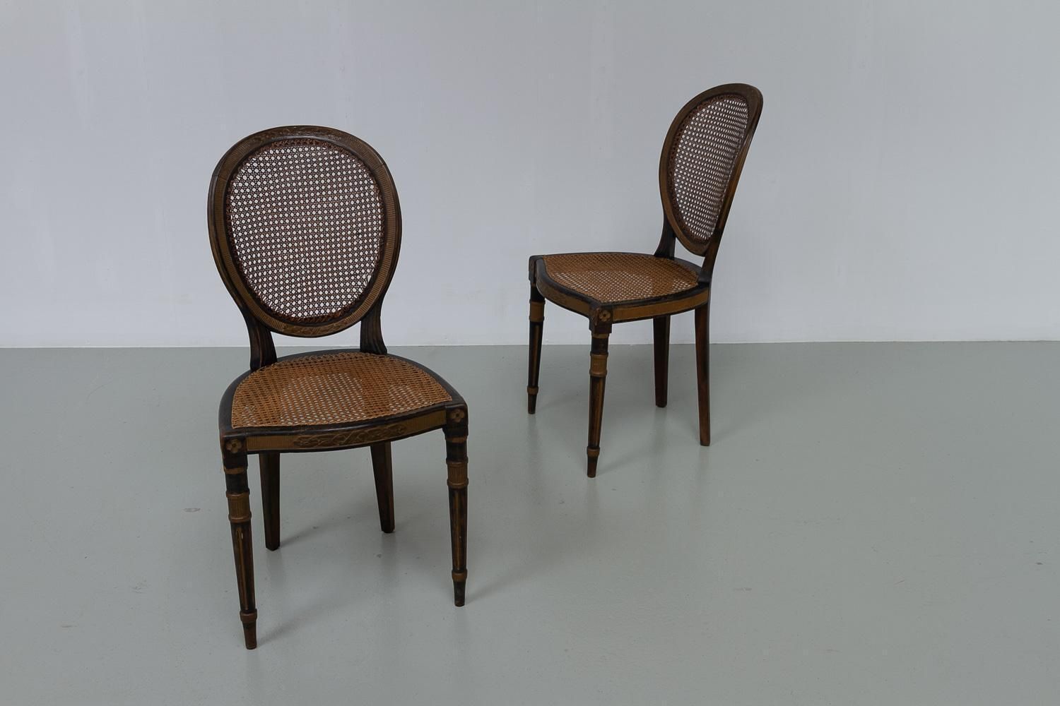 French Louis XVI Style Cane Side Chairs, 1880s. Set Of 2. photo furniture