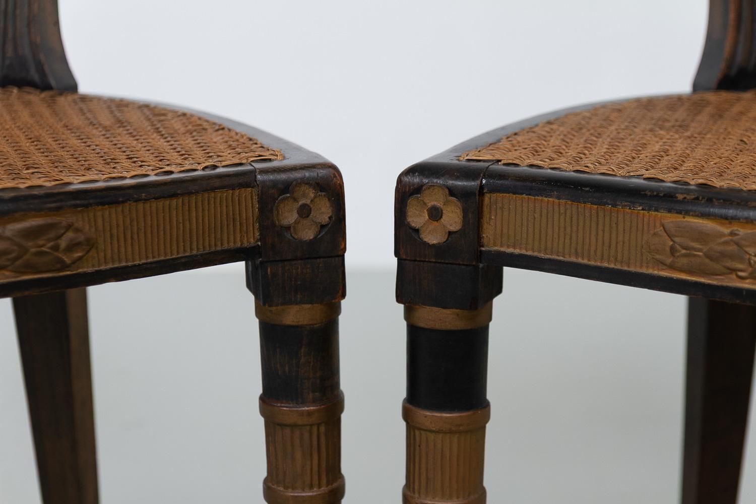 French Louis XVI Style Cane Side Chairs, 1880s. Set Of 2. photo for sale