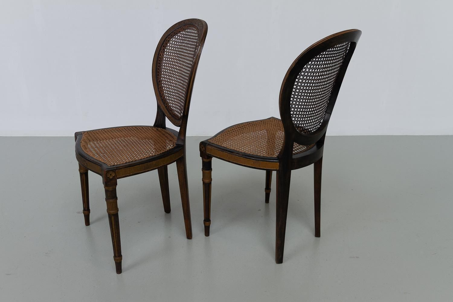 French Louis XVI Style Cane Side Chairs, 1880s. Set Of 2. photo vinterior