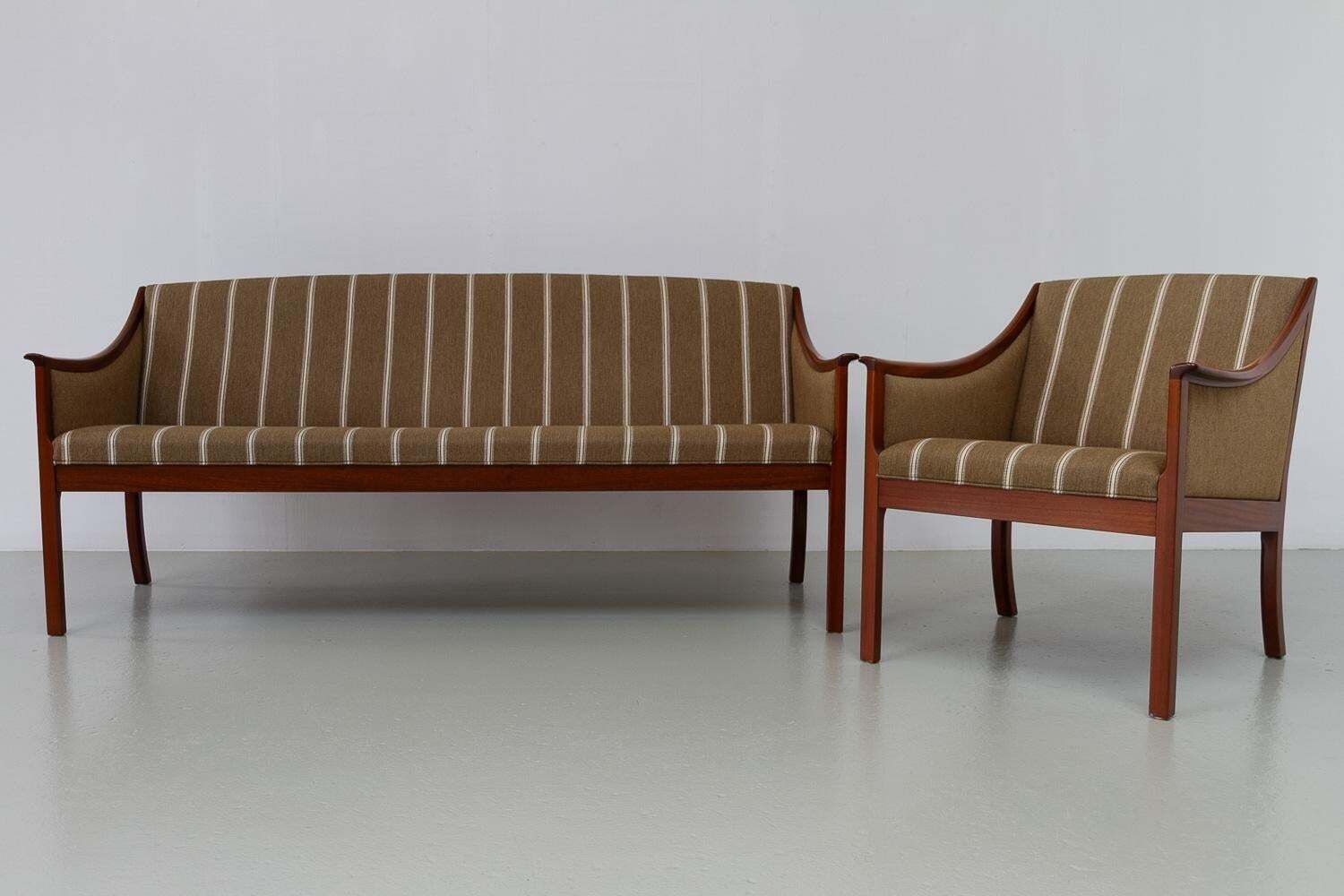 Danish Lounge Chair And 3 Seater Sofa By Ole Wanscher For Pj Møbler, 1960s. photo for sale