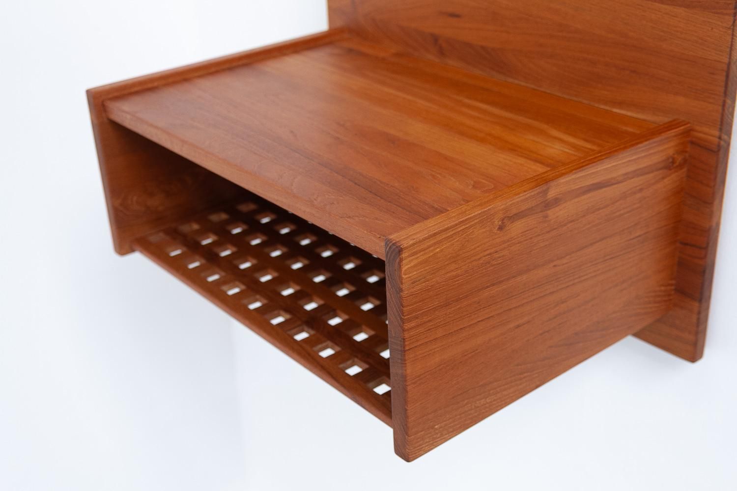 Danish Wall Mounted Bedside Tables In Solid Teak By Trip Trap, 1980s. Set Of 2. photo vinterior