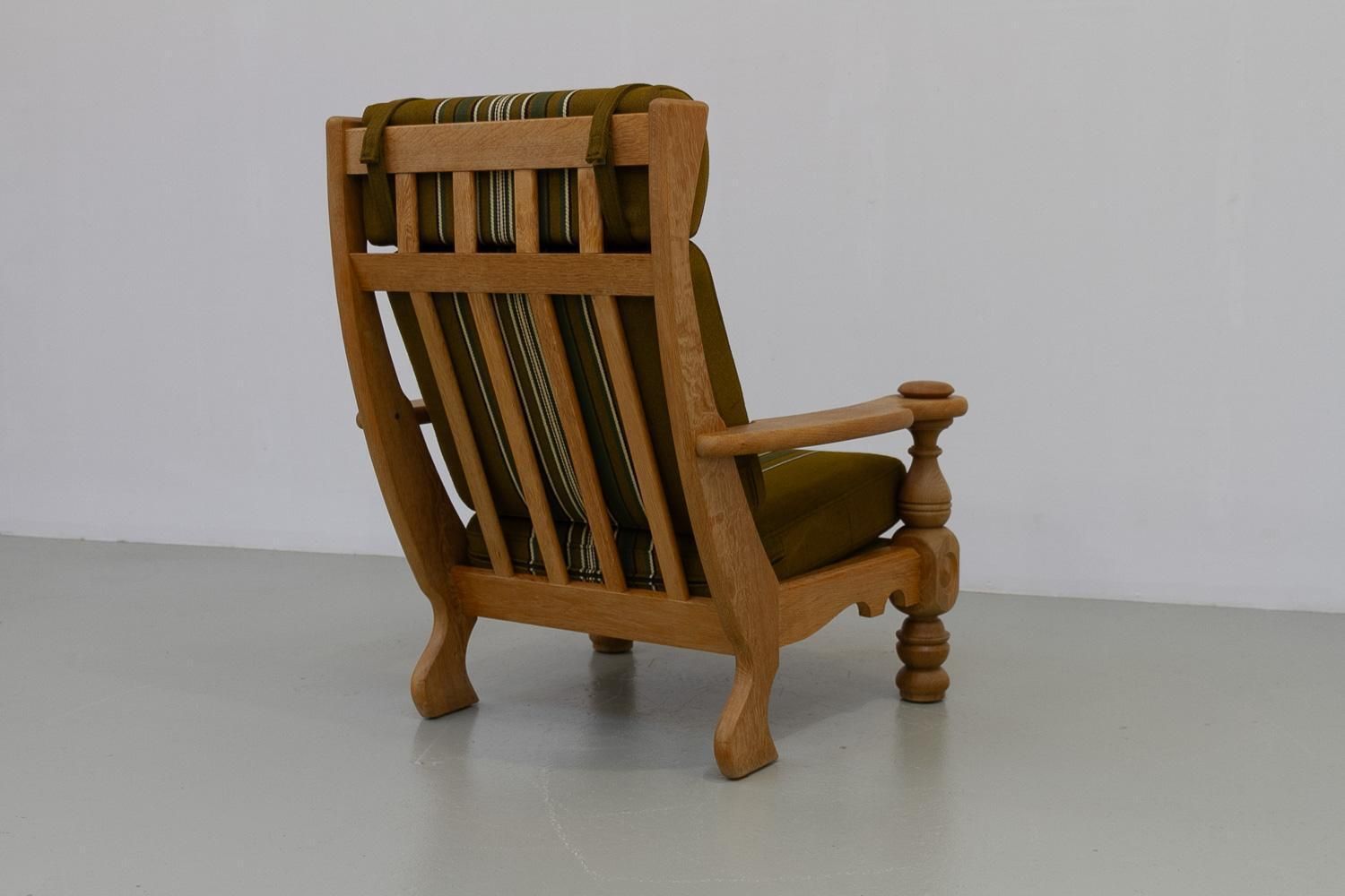 Danish Mid Century Modern Oak High Back Lounge Chair In Kjærnulf Style, 1960s. photo furniture