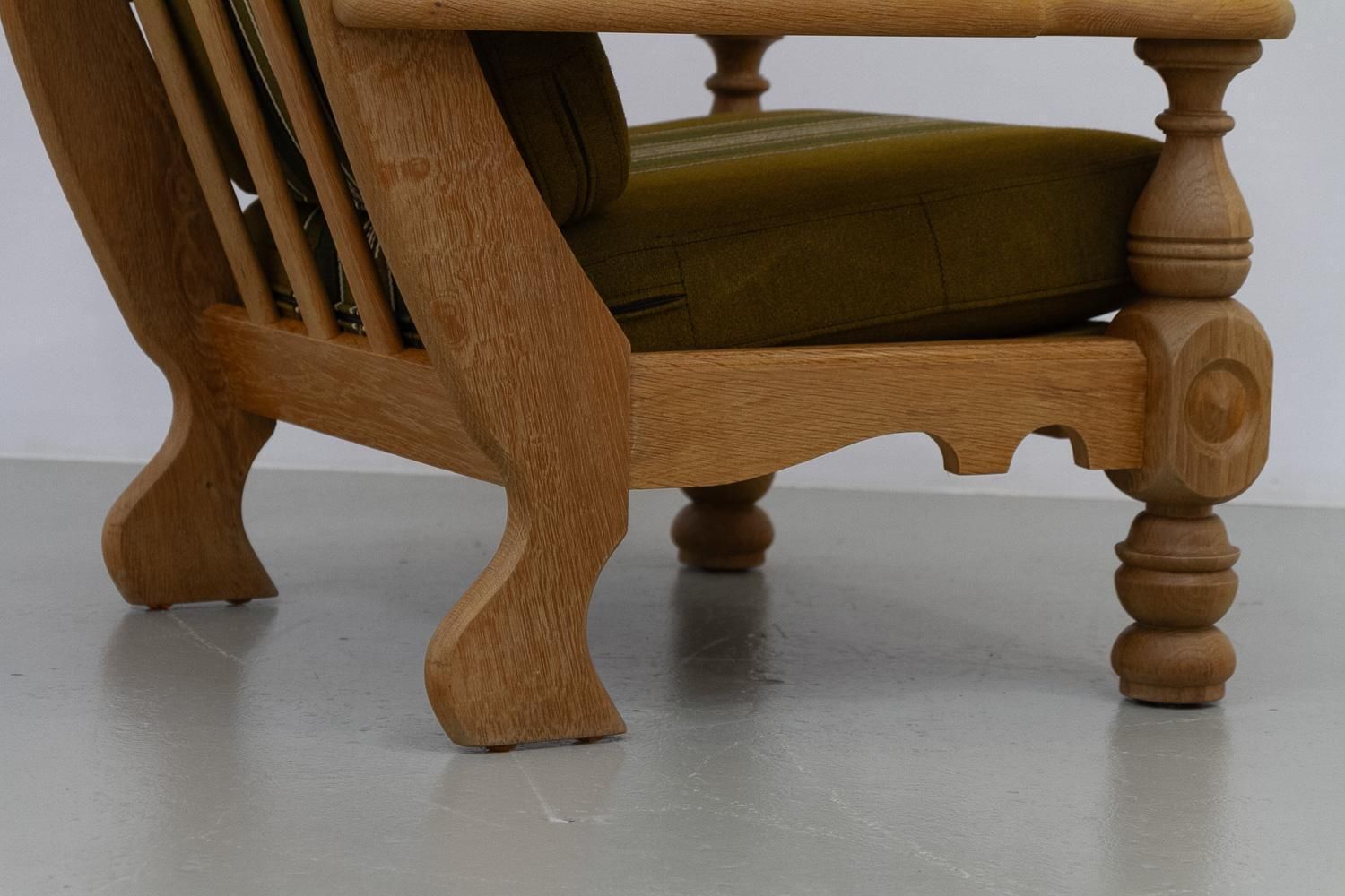 Danish Mid Century Modern Oak High Back Lounge Chair In Kjærnulf Style, 1960s. photo 2059.0