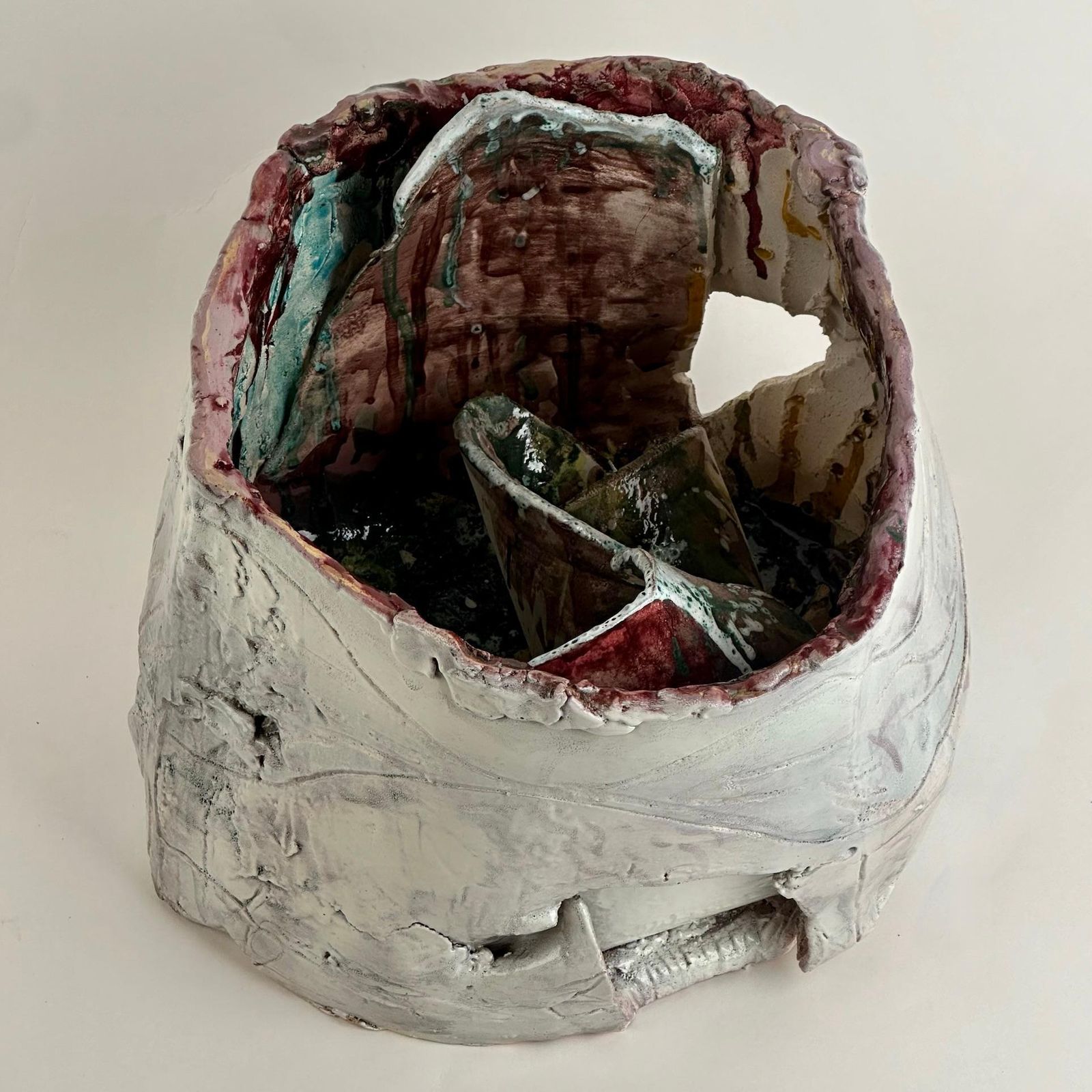 Untitled 2017 Semi Refractory And Glazed Ceramic Sculpture By Alessandro Roma photo vintage