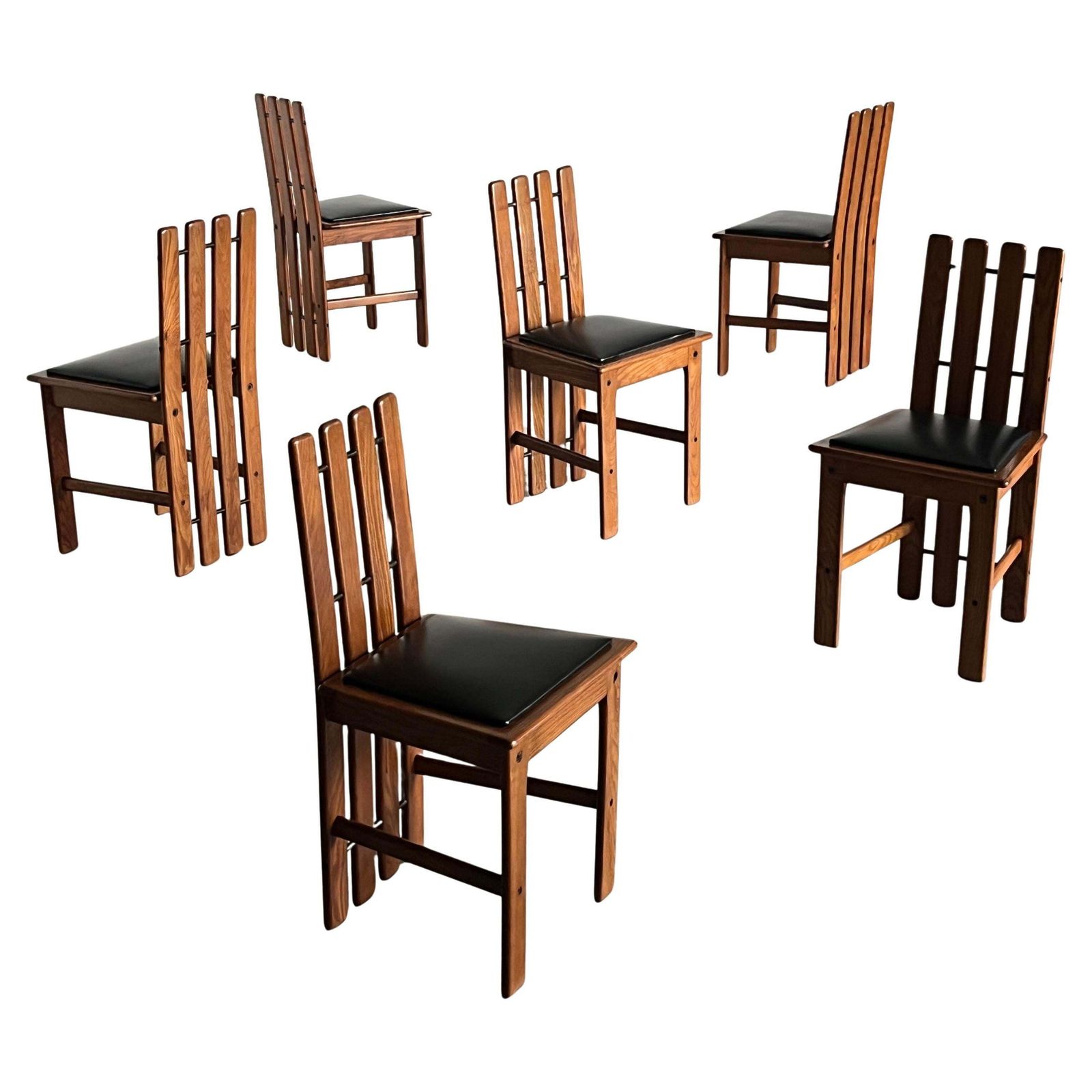 1 Of 6 Vintage Mid Century Dining Chairs In Style Of Mario Marenco, 70s Italy
