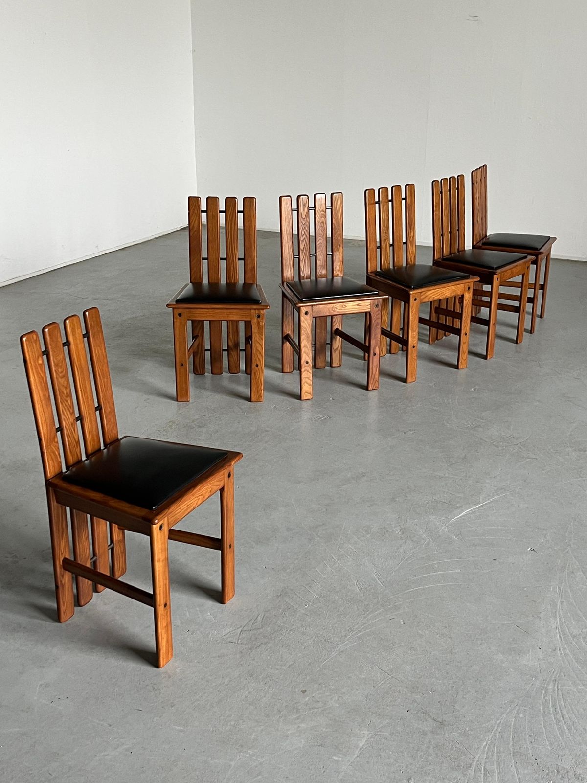 1 Of 6 Vintage Mid Century Dining Chairs In Style Of Mario Marenco, 70s Italy photo Furniture