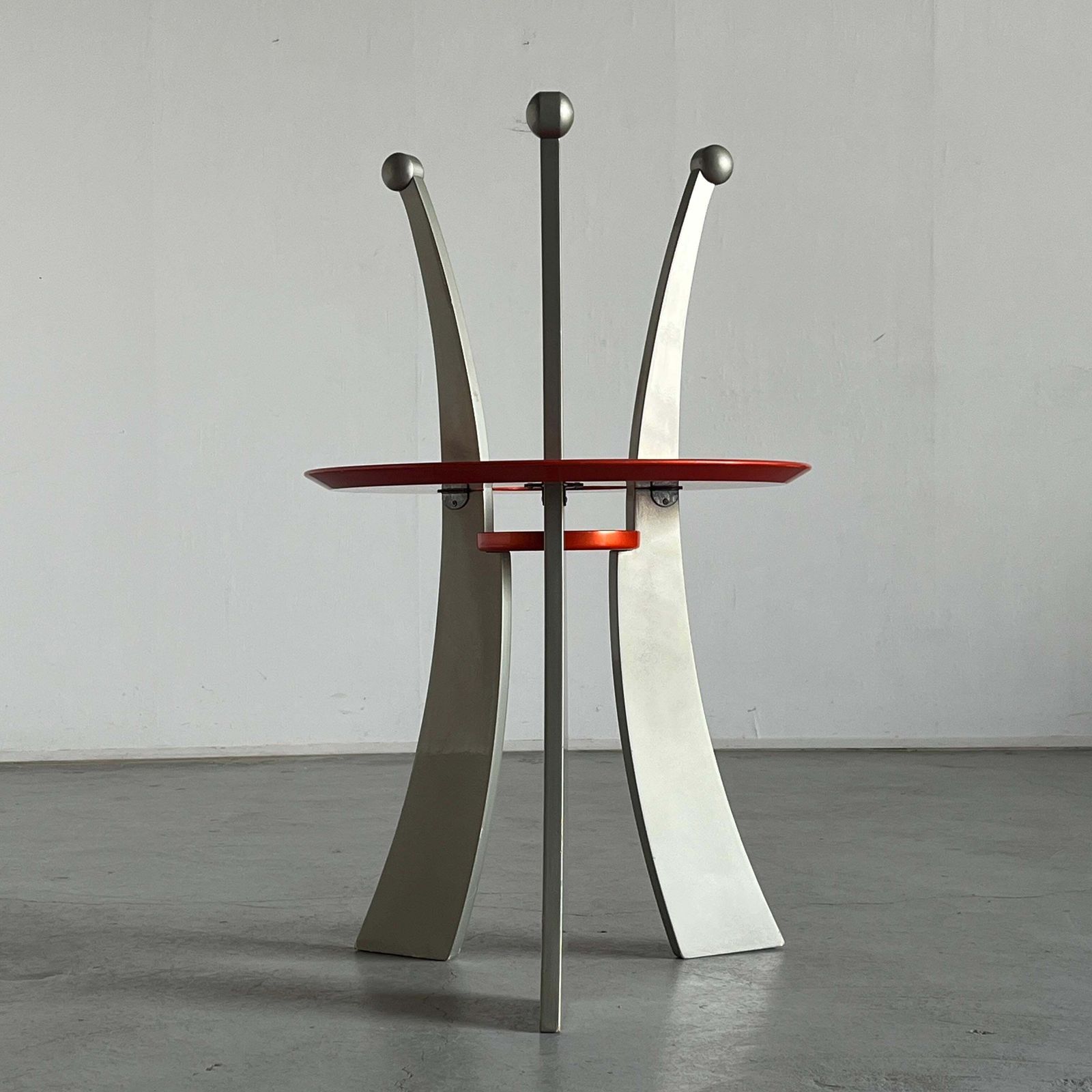 Orchidea Side Table, Massimo Morozzi For Archizoom, Silver And Orange, 80s Italy photo for sale