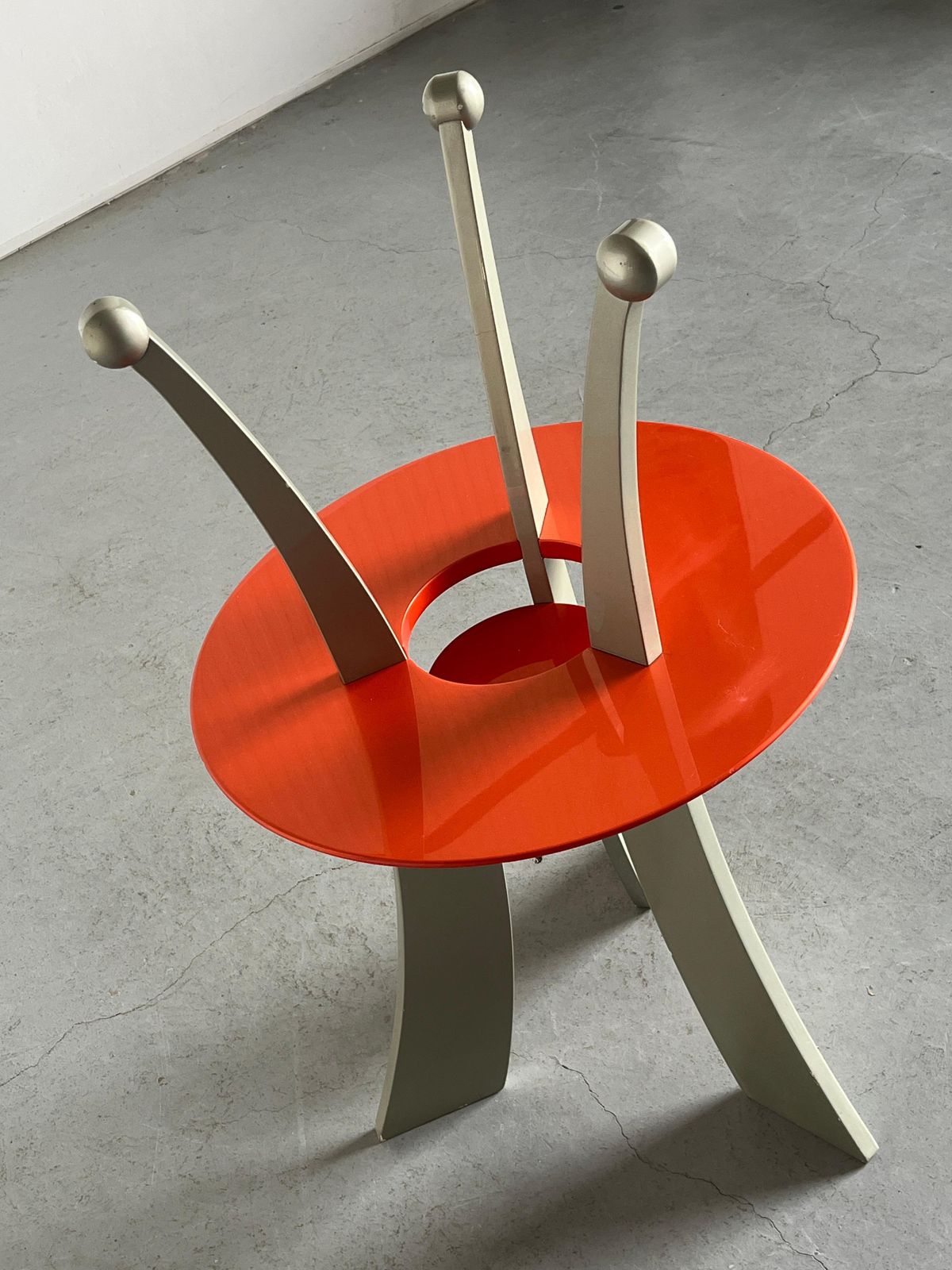Orchidea Side Table, Massimo Morozzi For Archizoom, Silver And Orange, 80s Italy photo Furniture