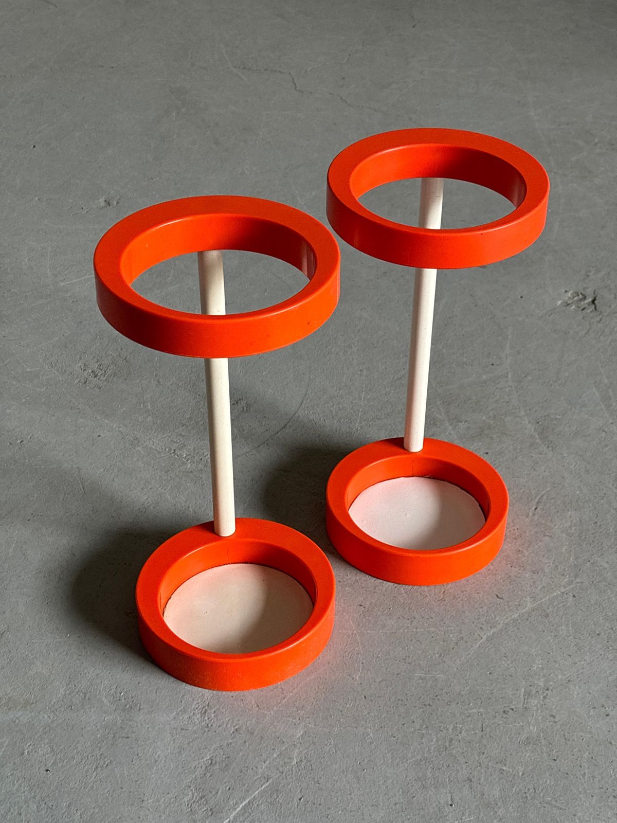 Space Age Umbrella Holder, Orange And White Plastic, Mid Century 1970s Stand photo Home Decor