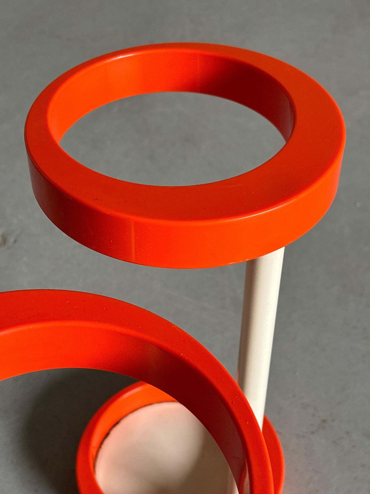 Space Age Umbrella Holder, Orange And White Plastic, Mid Century 1970s Stand photo 133.0