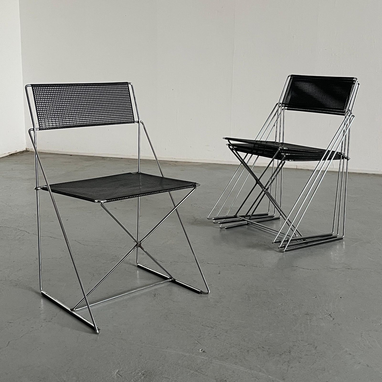 Set Of 4 Vintage Black 'X Line' Chairs By Niels Jørgen Haugesen For Magis, 1980s photo furniture