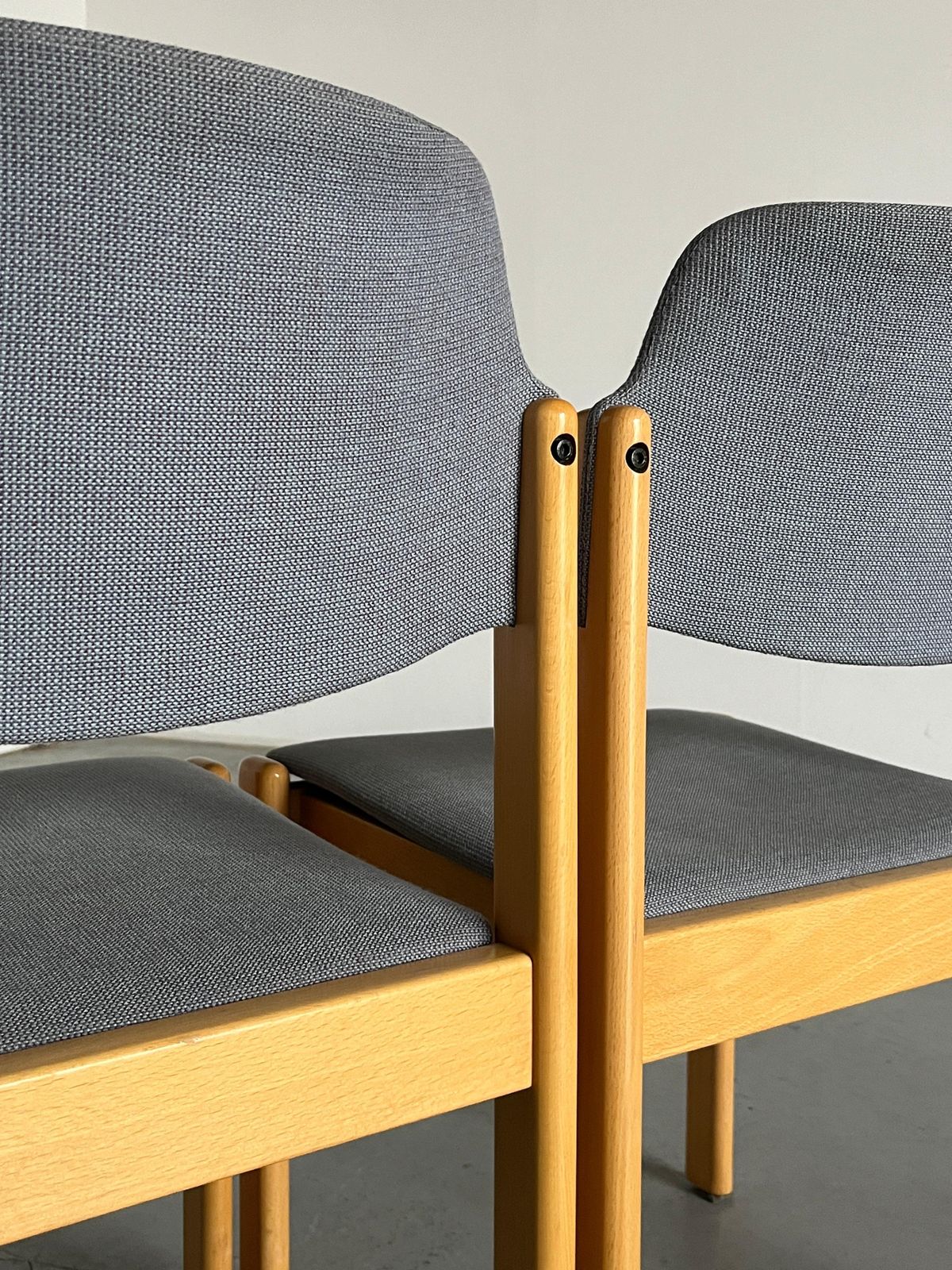Pair Of Vintage Mid Century Modern Stackable Dining Chairs By Wiesner Hager, 80s photo vintage